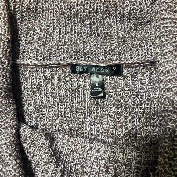 Say What? Fold over off shoulder lace up flare sleeve sweater size small - Picture 6 of 6